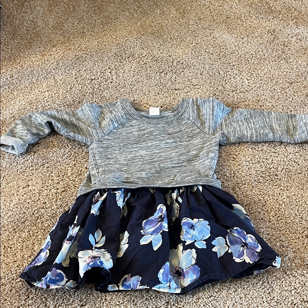 GAP Gray and Blue Floral Casual Kids Dress